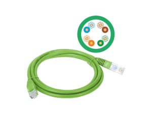 Patch-cord U/UTP kat.5e PVC 2.0m zielony KKU5ZIE2