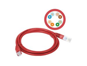 Patch-cord U/UTP kat.5e PVC 1.0m czerwony KKU5CZE1