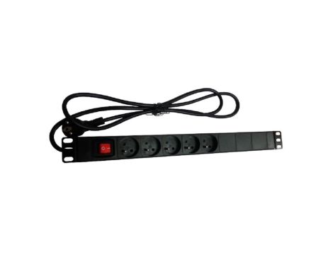 Listwa zasilająca rack 19 cali PDU gniazdo 5 x CEE 7/5 wtyk CEE 7/7 z wyłącznikiem