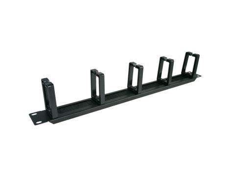 Organizator kabli 1U 19 z przepustem szczotkowym, 5 plastikowych uchwytów, czarny PK048