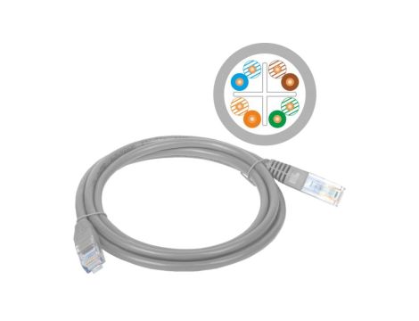 Patch-cord U/UTP kat.6 PVC 0.5m szary KKU6SZA0.5