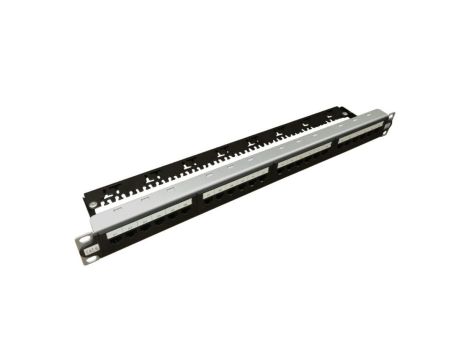 Patch panel UTP kat.6, 24 porty LSA z półką 1U Zwiększony zapas transmisyjny PK043