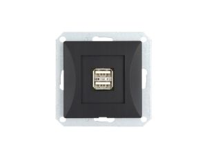 OPAL Gniazdo ładowarka USB podwójna do ramki czarny mat GŁ/USB-2/m Op CZ/MAT