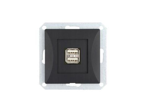 OPAL Gniazdo ładowarka USB podwójna do ramki czarny mat GŁ/USB-2/m Op CZ/MAT