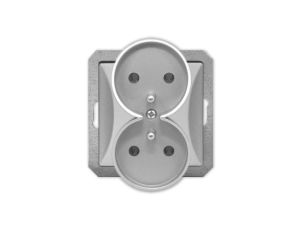 OPAL Gniazdo podwójne z uziemieniem do ramki srebrne GPt-6/m Op SR