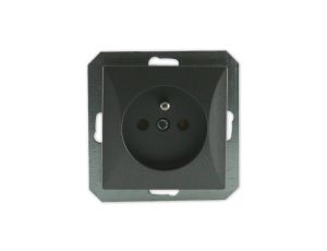 OPAL Gniazdo pojedyncze z uziemieniem do ramki grafitowe GPt-16/m Op GR