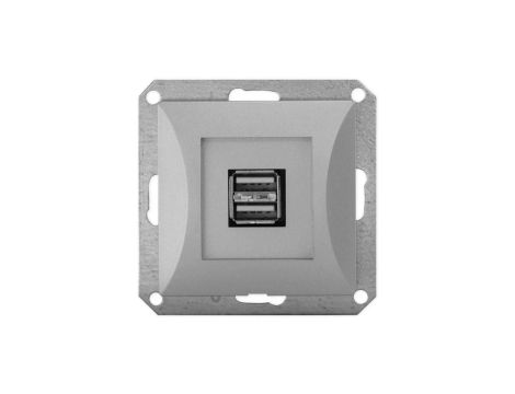 OPAL Gniazdo ładowarka USB podwójna do ramki srebrna GŁ/USB-2/m Op SR
