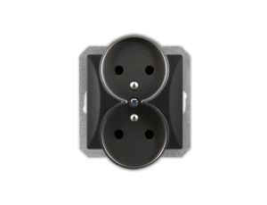 OPAL Gniazdo podwójne z uziemieniem do ramki czarny mat GPt-6/m Op CZ/MAT