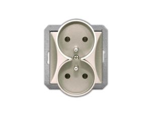 OPAL Gniazdo podwójne z uziemieniem do ramki satyna GPt-6/m Op PI