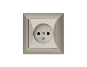 OPAL Gniazdo pojedyncze z uziemieniem satyna GPt-16 Op PI