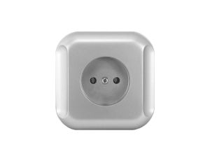 TOPAZ Gniazdo pojedyncze podtynkowe bez uziemienia GPt-15t srebrne