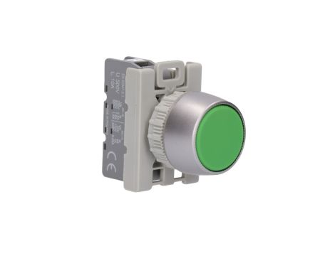 Przycisk sterowniczy z guzikiem krytym 10A z samopowrotem IP65 ZIELONY SP22-KZ-10