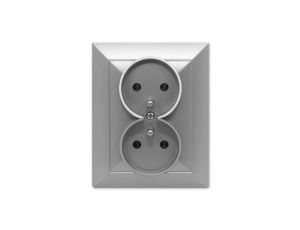 OPAL Gniazdo podwójne z uziemieniem srebrne GPt-6 Op SR