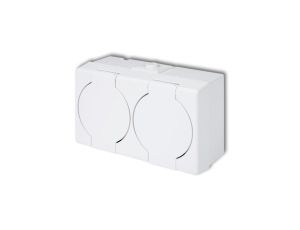 SENIOR Gniazdo podwójne z klapką Z/U natynkowe IP44 białe GHS-2n