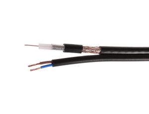 Przewód kabel koncentryczny z zasilaniem do CCTV, 1m, czarny (K60-B) GETFORT