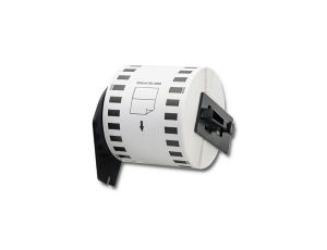 Qoltec Taśma do BROTHER DK-22205 62mm x 30.48m Biała/ Czarny nadruk Rolka z uchwytem