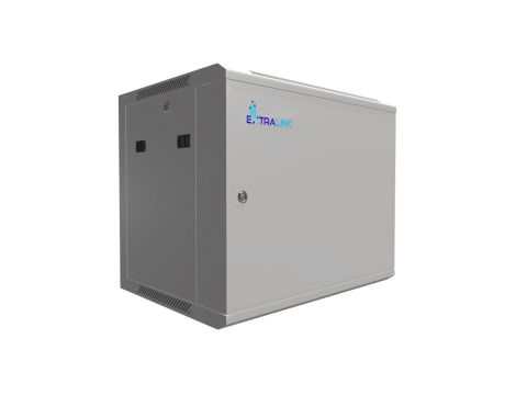 Szafa rack montowana na ścianie, drzwi blaszane pełne Extralink 9U 600x450 ASP Szara