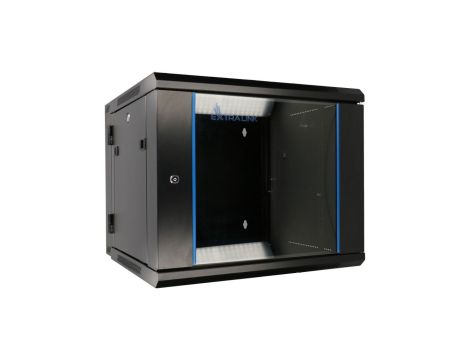 Szafa rack montowana na ścianie, dwusekcyjna Extralink 9U 600x600 AZH Czarna