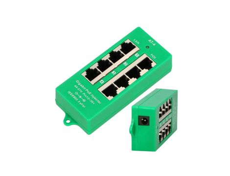 Gigabit PoE Injector Aktywny, 4 porty Gigabit 802.3at/af, Mode A Extralink 4 Portowy