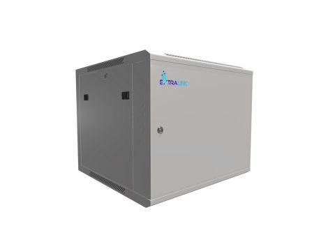 Szafa rack montowana na ścianie, drzwi blaszane pełne Extralink 9U 600x600 ASP Szara