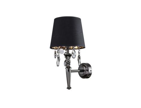Kinkiet ścienny VIGO z stylowymi kryształkami do sypialni LP-0412/1W BK Light Prestige