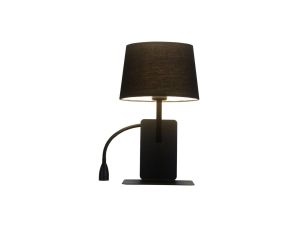 Kinkiet DAKOTA czarny z półeczką i ramieniem do czytania do sypialni lewy LP-2121/1W L BK Light Prestige