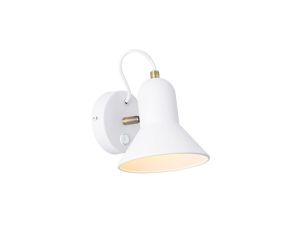 Kinkiet ścienny ASTAMA biały z metalowym kloszem i włącznikiem do sypialni LP-1122/1W WH Light Prestige