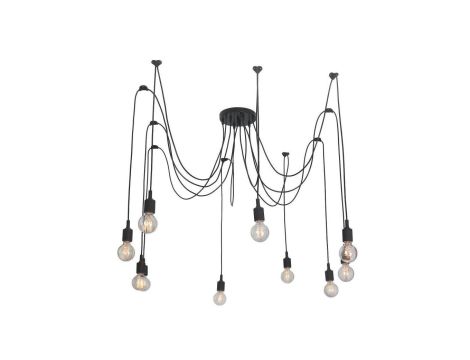 Lampa z podwieszanymi zwisami typu pająk czarna z rodziny SOLETO LP-90082/10P Light Prestige