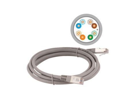 Patch-cord F/UTP kat.5e PVC 2.0m szary KKF5SZA2.0