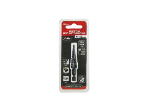 Wiertło wielostopniowe HSS M2 Ø 4-12mm HEX 1/4 (N-WW0412)