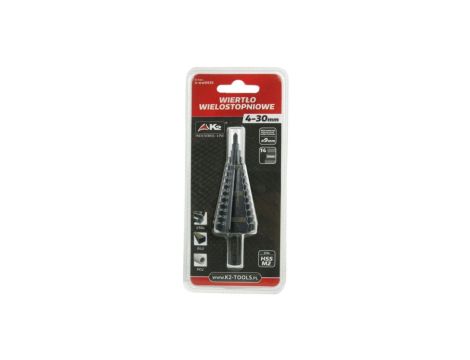 Wiertło wielostopniowe HSS M2 Ø4-30mm Ø9mm podtaczane trójstronnie (N-WW0430)