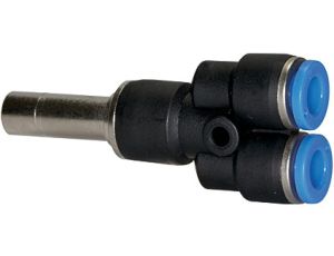 Trójnik pneumatyczny redukcyjny wtykowy typu Y wtyk 8 mm pod wąż fi 6 mm, tworzywo sztuczne