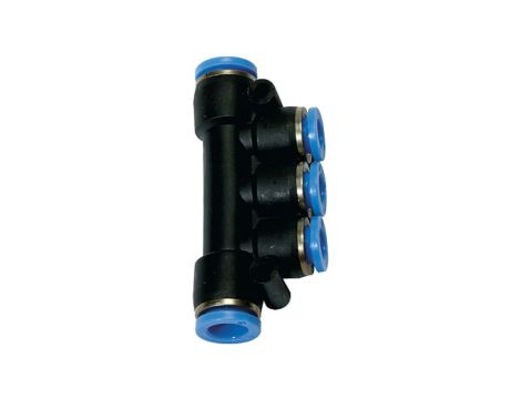 Rozdzielacz pneumatyczny wtykowy wielosegmentowy do węża 2x10 mm, 3x8 mm, tworzywo sztuczne