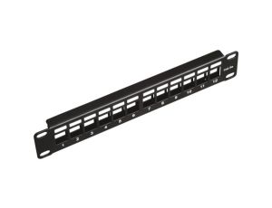 Patch panel 10 modularny 12 portów 1U niewyposażony PK038