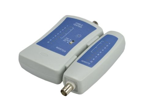 Tester kabli sieciowych LAN RJ45 + BNC z diodami LED niebieski