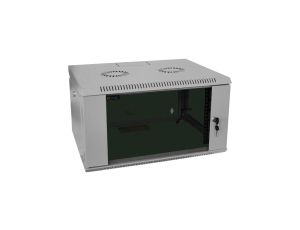 Szafa wisząca RACK 19 6U 450mm szara drzwi szklane COM-BOX MIRSAN