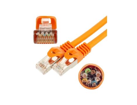 Patchcord S/FTP kat.7 PiMF kabel sieciowy LAN 2x RJ45 linka PoE pomarańczowy 30m NEKU