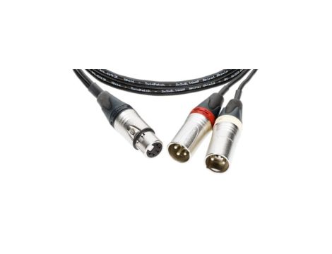 KLOTZ Kabel mikrofonowy przedłużacz STEREO XLR 5-pin (gniazdo) / 2x XLR 3-pin (wtyk) za złączach Neutrik 3m