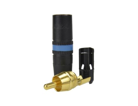 REAN Wtyk RCA Cinch na kabel do 6,1mm pozłacany czarno-niebieski NYS373-6