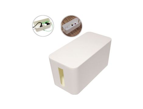 Mały organizer pojemnik na kable, listwy, ładowarki 235 x 115 x 120 mm CABLE BOX biały