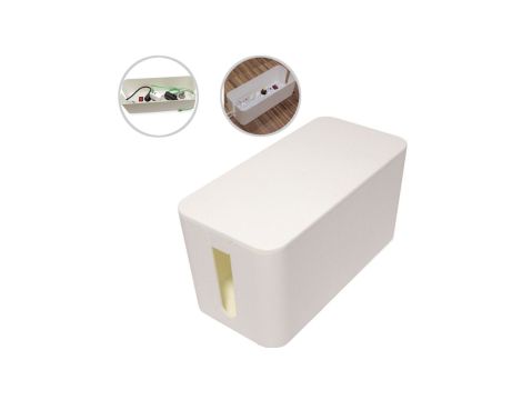 Duży organizer pojemnik na kable, listwy, ładowarki 407 x 157 x 133.5 mm CABLE BOX biały