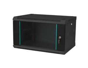 Szafka rack wisząca 19 4U 600x450, drzwi szklane, kolor czarny FLAT PACK
