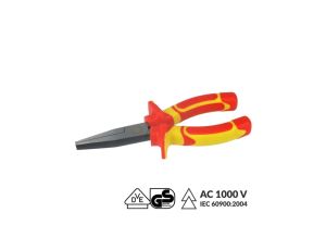 Szczypce wydłużone płaskie elektrotechniczne 160mm VDE 1000V n-vde12