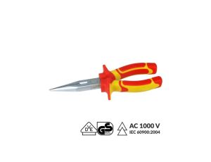 Szczypce wydłużone proste elektrotechniczne 160mm VDE 1000V n-vde04