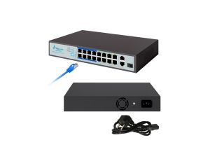 Switch PoE 16x 100Mb/s PoE/PoE+, 2x Gigabit RJ45 + 1x SFP, 150W Extralink VIRTUS V3