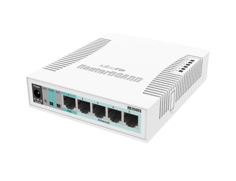 Switch 5x RJ45 1000Mb/s, 1x SFP MikroTik CSS106-5G-1S