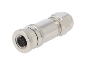 M12 F, 8P pozłacany kod A S ekranowany PG9 T4110012081-000