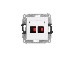 MINI Mechanizm gniazda głośnikowego podwójnego biały mat 25MGG-2