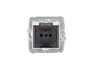 MINI Mechanizm gniazda bryzgoszczelnego z uziemieniem 2P+Z (klapka dymna, przesłony torów prądowych) biały mat 25MGPB-1zdp