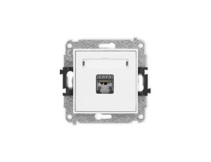MINI Mechanizm gniazda komputerowego pojedynczego 1xRJ45, kat. 5e, ekranowane, 8-stykowy biały mat 25MGK-1e